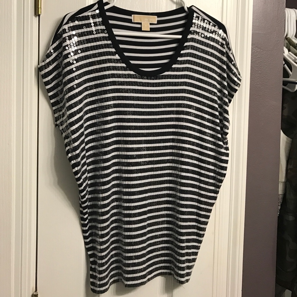 Michael kors sequin stripe top